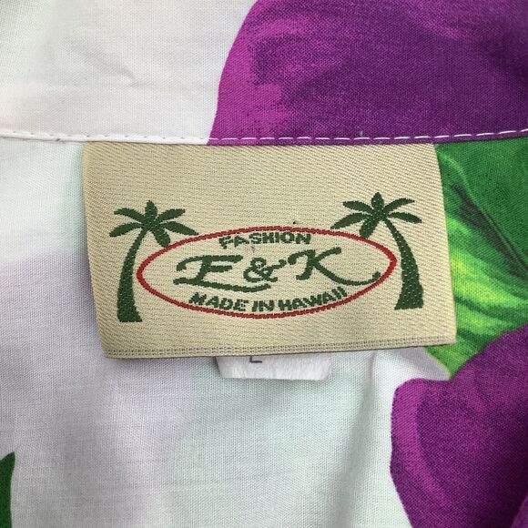 F & K Fashion Mens Short Sleeve Button Up Vintage Hawaiian Shirt Size Large - Picture 4 of 5